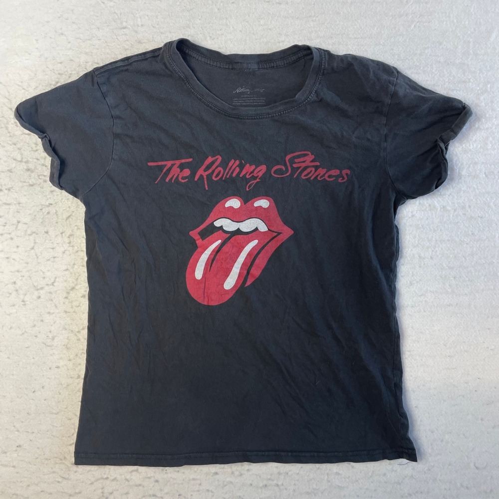 The Rolling Stones Graphic T-Shirt Womens Small Black Classic Tongue Band Tee
